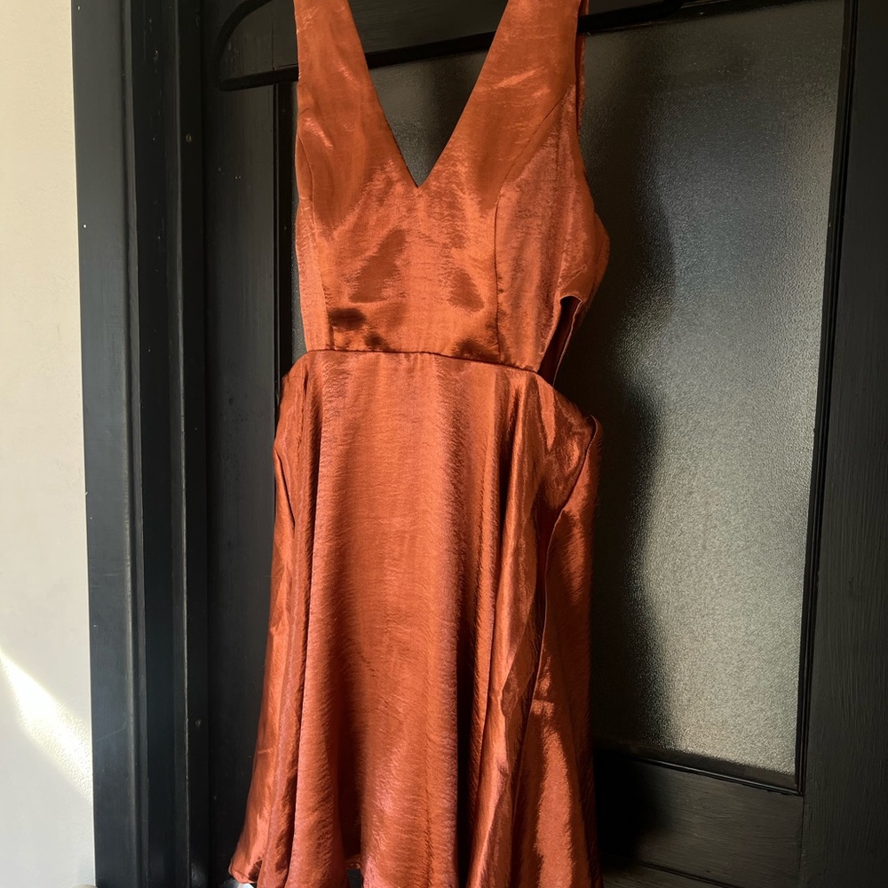 Altar'd State Orange Sleeveless V-Neck Mini Sundress